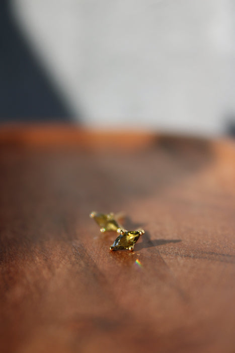 14K Gold Citrine Studs