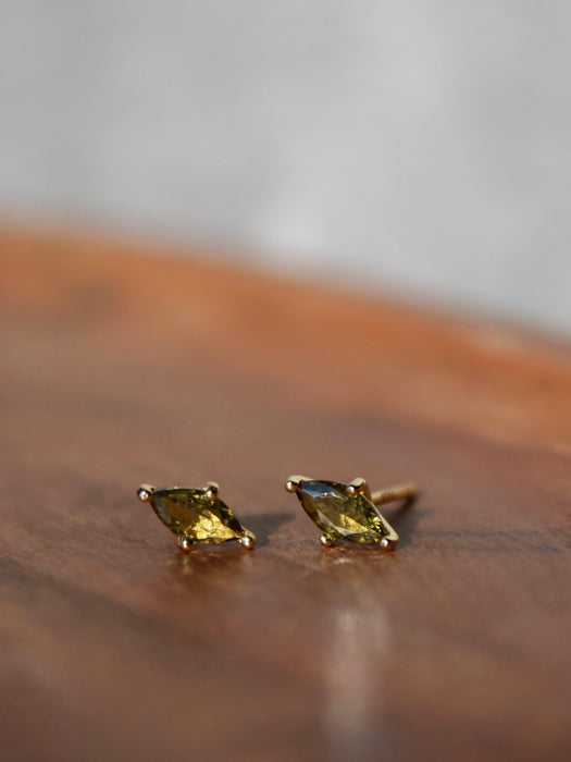 14K Gold Citrine Studs