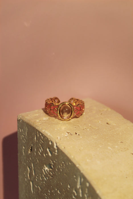 Rose Quartz Enamel Ring