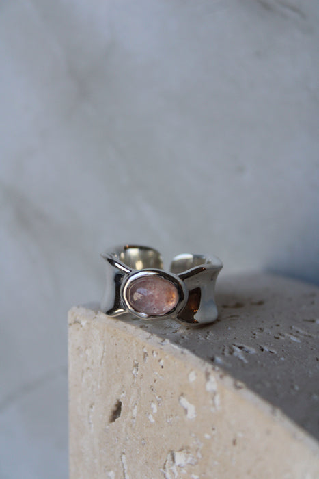 Pink Gem Silver Ring