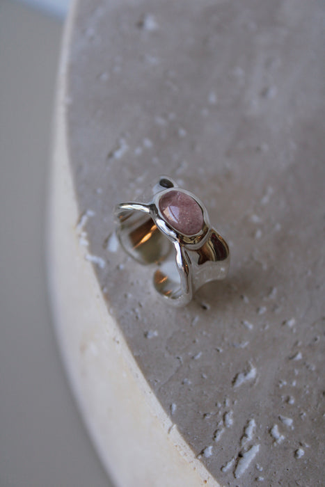 Pink Gem Silver Ring